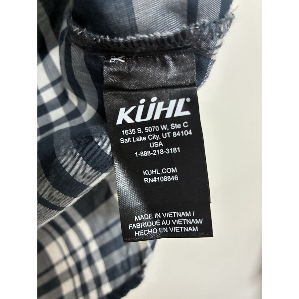 Kuhl Women’s Medium Blue And White Button Down Light Cropped Short Sleeve - Picture 7 of 13